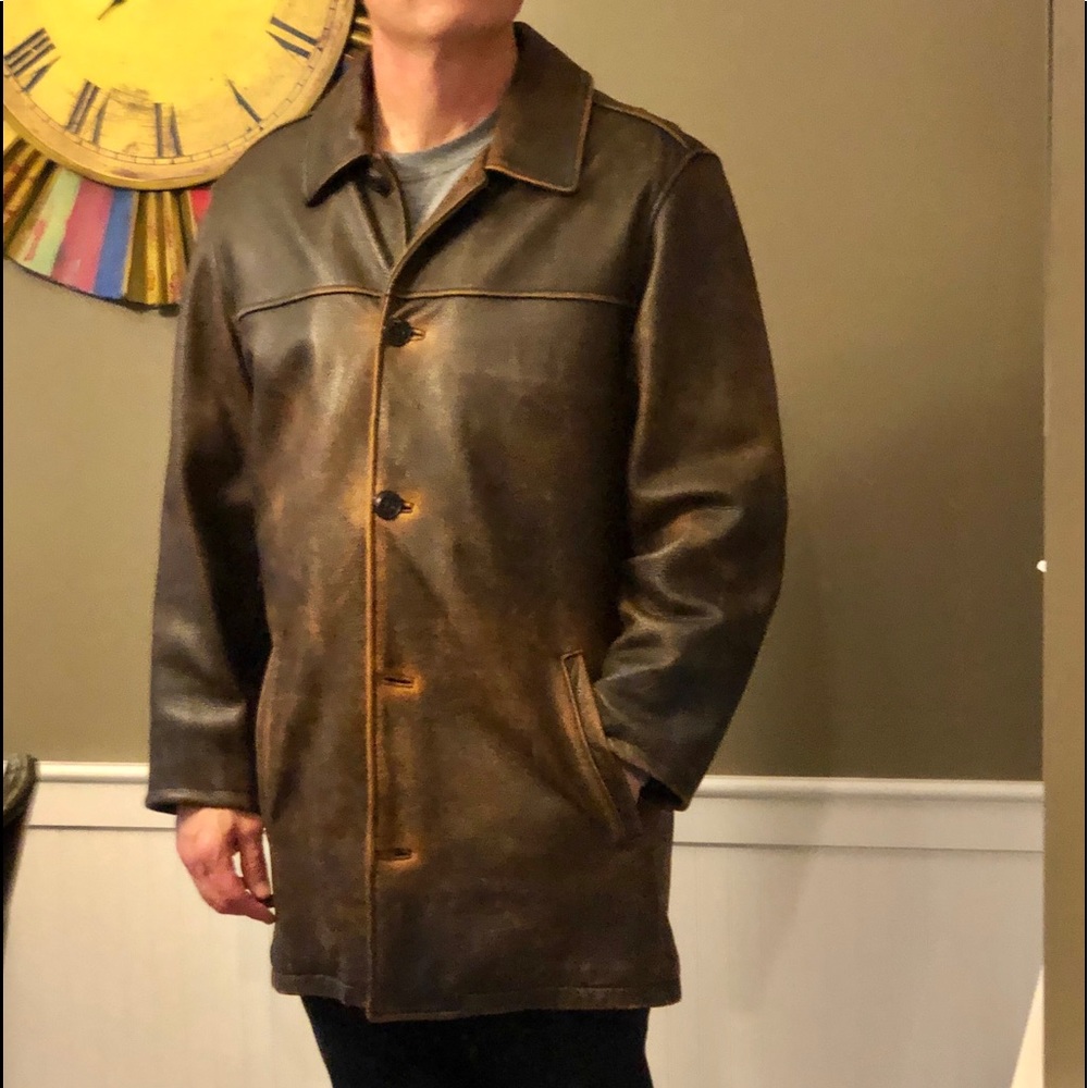 Men’s mid length Leather Coat